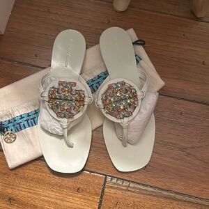 Tory Burch miller crystal calf leather sandals